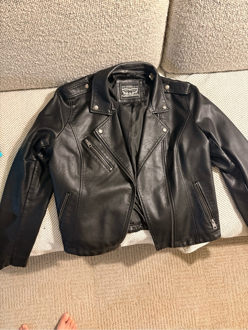 Levi's Black Faux Leather Moto Jacket - Women's